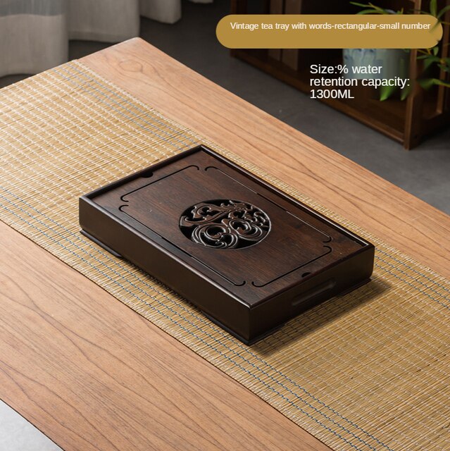 Household Luxury Modern Tea Set Tray Tea Table Simple Small Tea Sea kung-Fu Water Storage tray Round Rectangular Tray: A SMALL