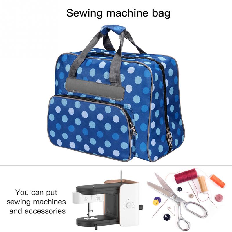 Linen Tote Sewing Machine Bag Multi-functional Portable Large Capacity Oxford Cloth Dot Pattern Sewing Tools Storage Bag