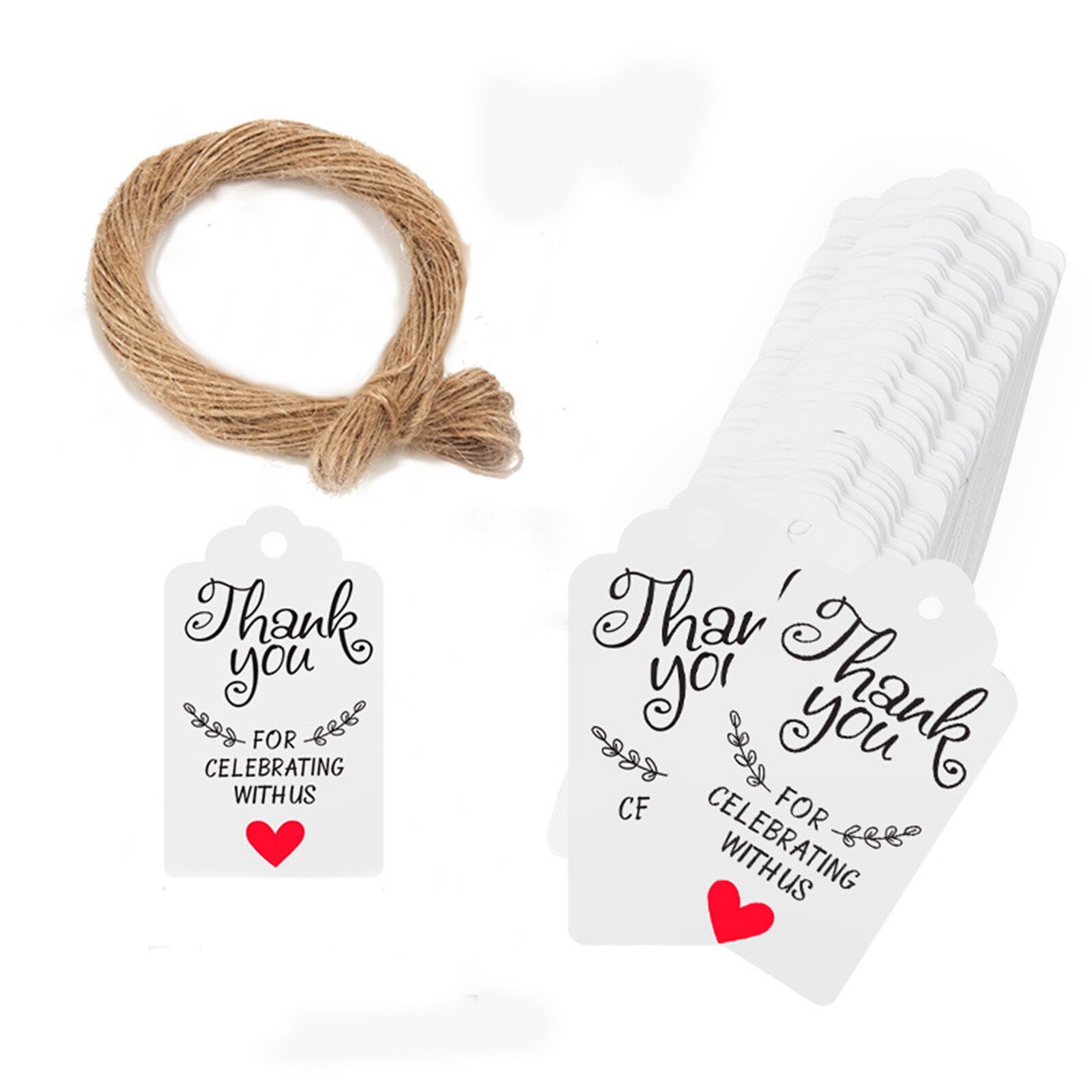 100PCs Kraft Paper Tag Label With Jute Rope Thank You For Celebrating Labels Handmade For Wedding Party Decoration Card: 3