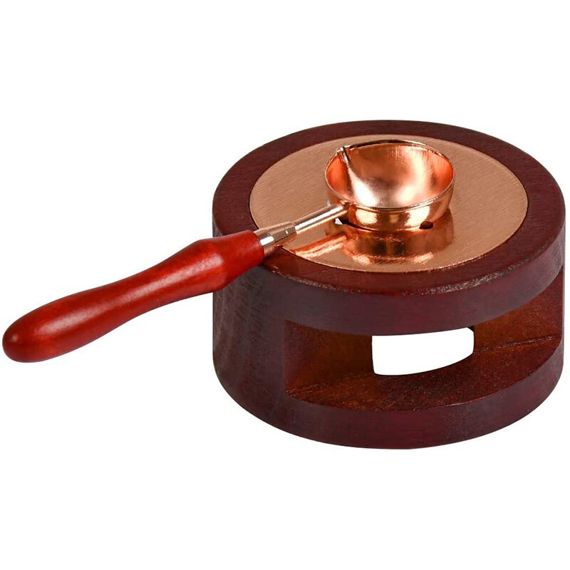 Wax Seal Warmer, Sealing Wax Furnace Tool with Solid Wood Melting Spoon for Melting Wax Seal Sticks Or Sealing Wax Beads