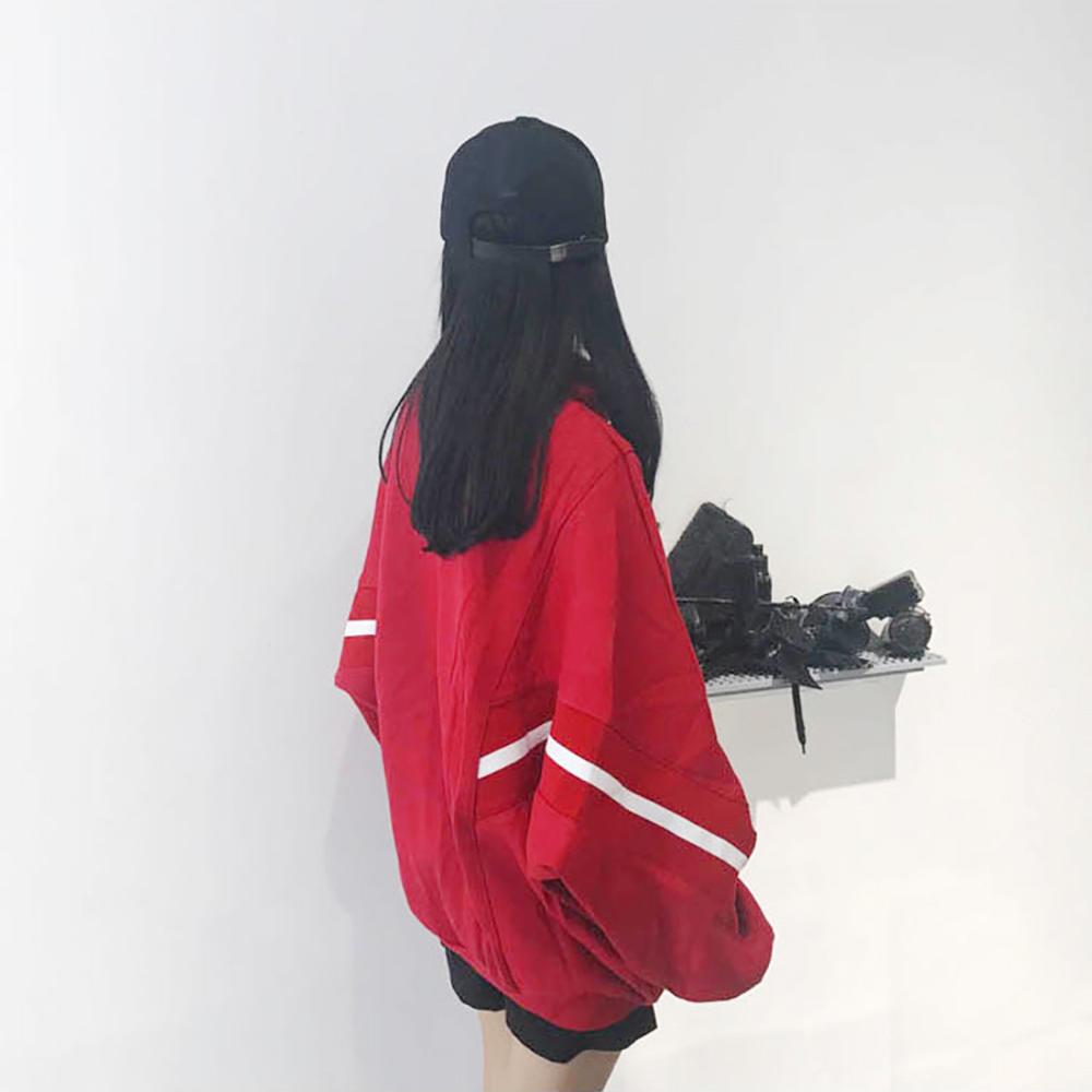 Chaquetas sueltas de manga murciélago para mujer, ropa con cremallera de empalme a rayas, prendas de vestir de manga larga, abrigos casuales para exteriores, ropa deportiva