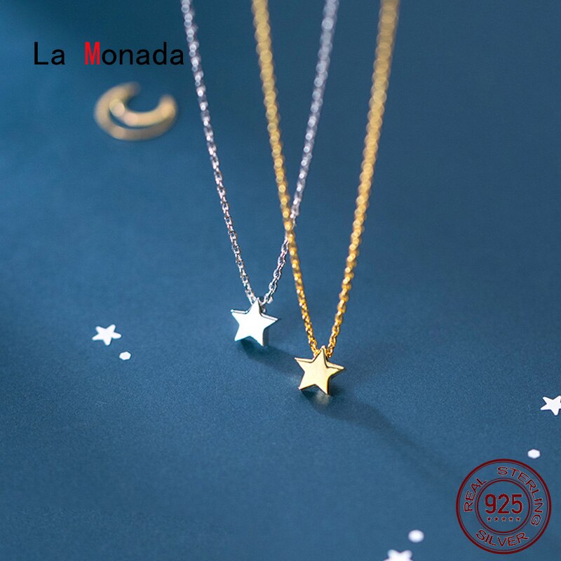 La Monada Silver Chain Necklace For Women Cute Glossy Star Minimalist Silver 925 Jewelry On The Neck Womens Necklaces