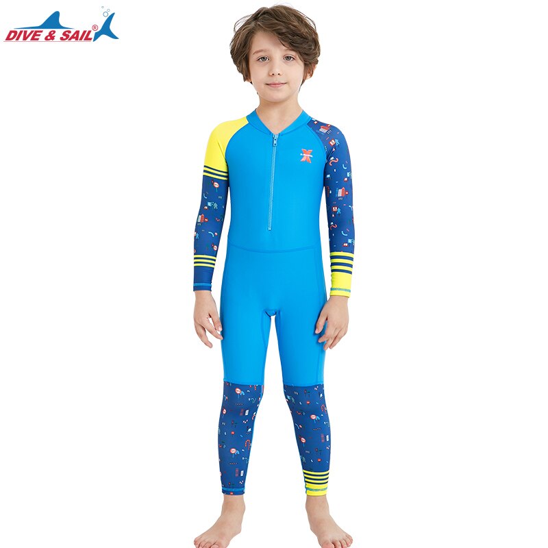 Lycra Dive Skin Wetsuit for Kids Boys Girls One Piece Swimsuit Full Body Sun UV Protection UPF 50+ Swimwear Bath Suit Children: LS-18822A / XL