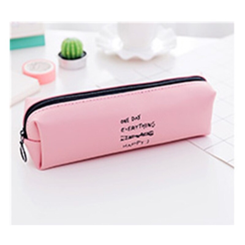 Cute Square pencil case girls Kawaii Pu Leather Pen Bag Stationery Pouch Office School Supplies cosmetic holder Zakka escolar: A