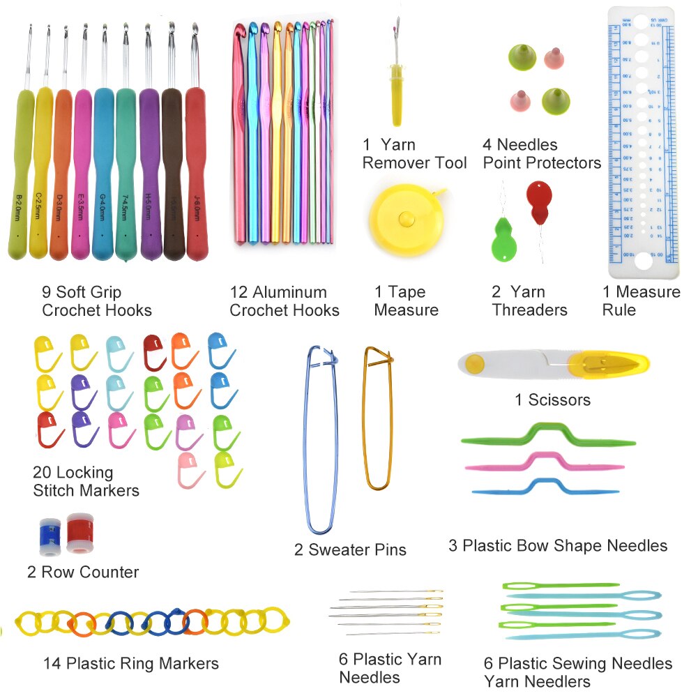 Crochet Hook Set With Case Knitting Needles Arts Craft Scissors Sewing Tools Set Knit DIY Needle Hook For KnittingTool Case pack