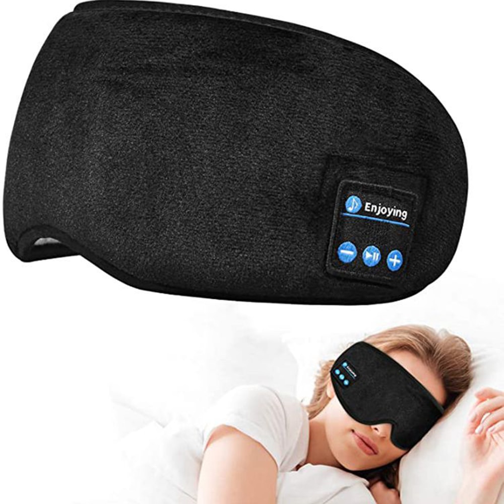 Écouteurs Bluetooth pour dormir, bandeau, doux, élastique, confortable, sans fil, pour la musique: black