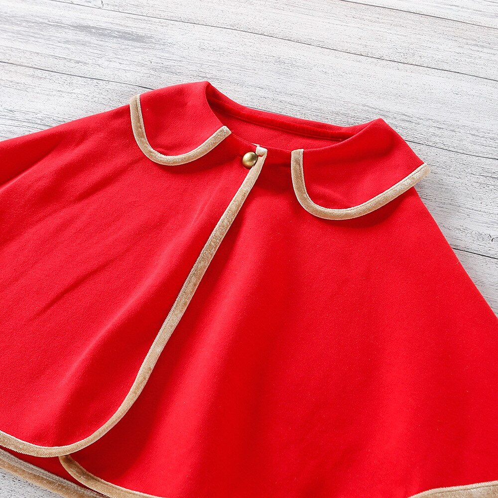 Veste cape rouge pour filles, vêtements d&#39;automne et d&#39;hiver, manteaux à la , vêtements de noël pour enfants