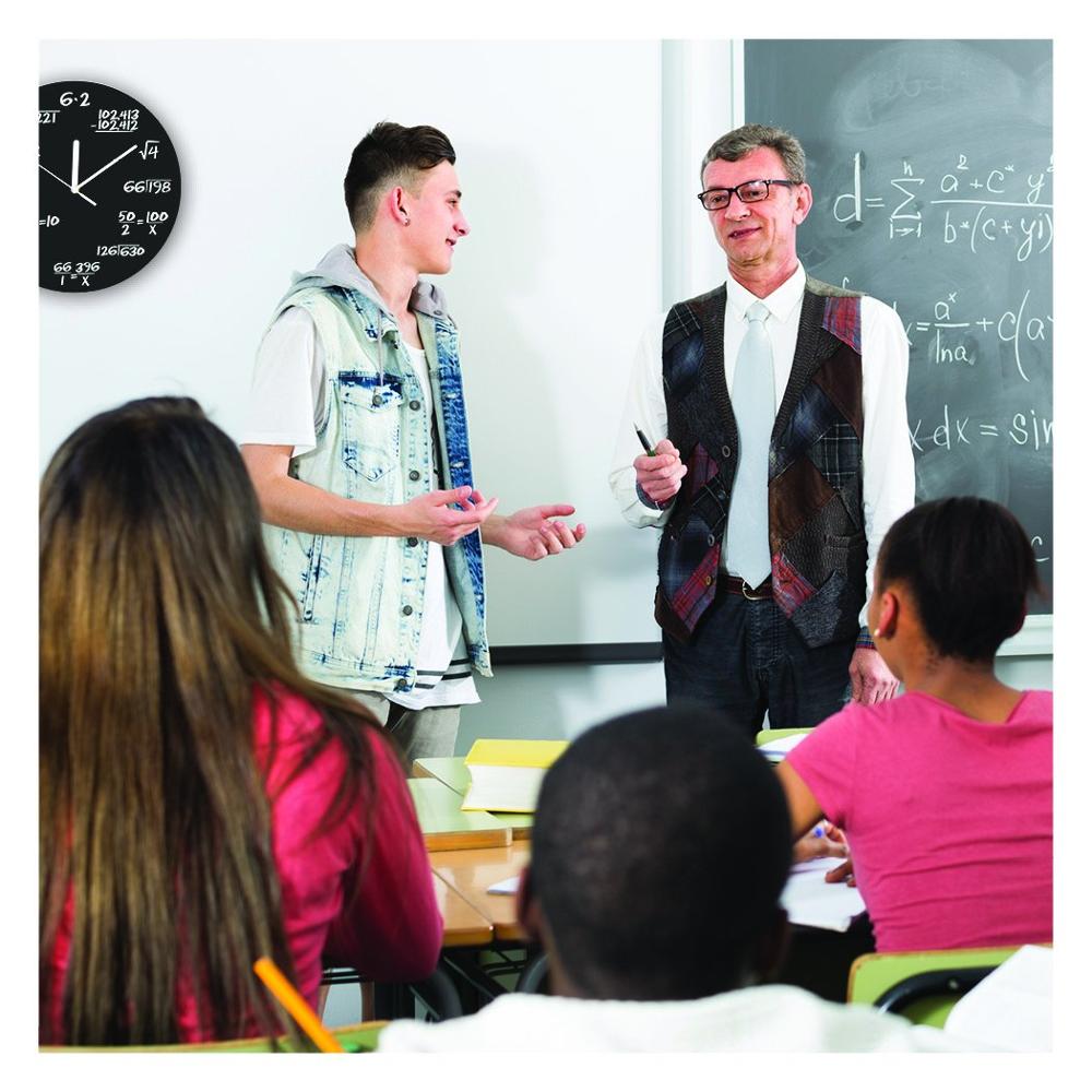 13inch Unique Math Wall Clock Circular Mathematical Equations Clock On The Wall For Classroom Office Home Decoration