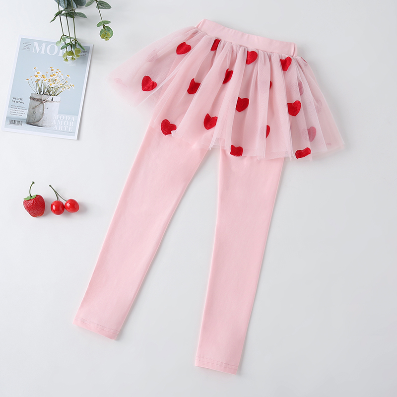 Delle Ghette delle ragazze 100% Cotone Culottes Leggings Coreano di Stirata Pantaloni Delle Ragazze Skinny Cuore Del Modello Dei Bambini Delle Ghette Pantaloni 2-8 Anni