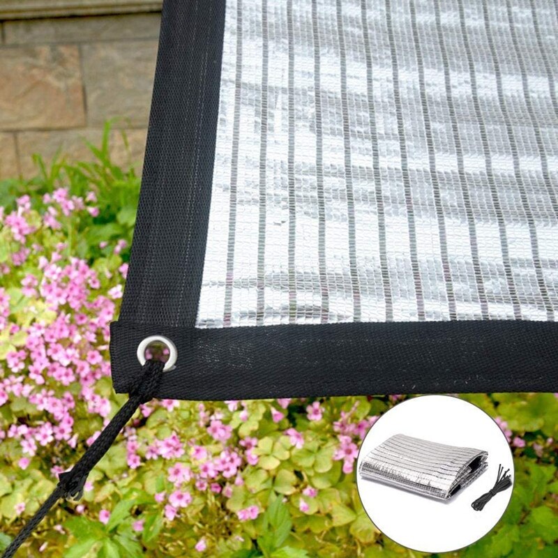 Reflekterende aluminiumsfolie skygge nett drivhus skygge nett skygge seil plante dekke nett 2 x 2m