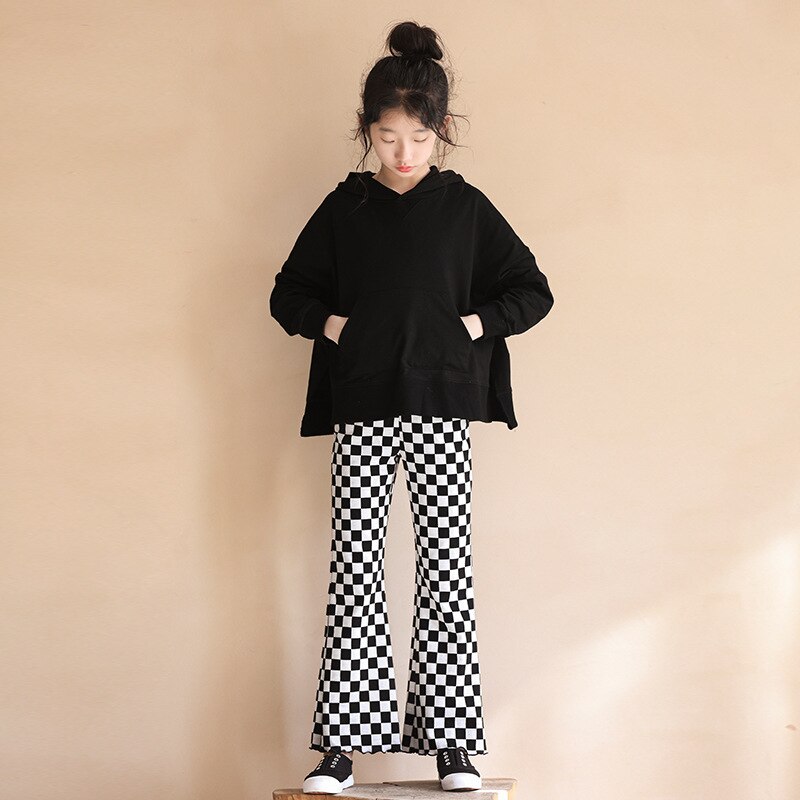 Checkered Pants for Teen Girls 10 12 years Casual Flared Trousers Teenage Girls Clothes