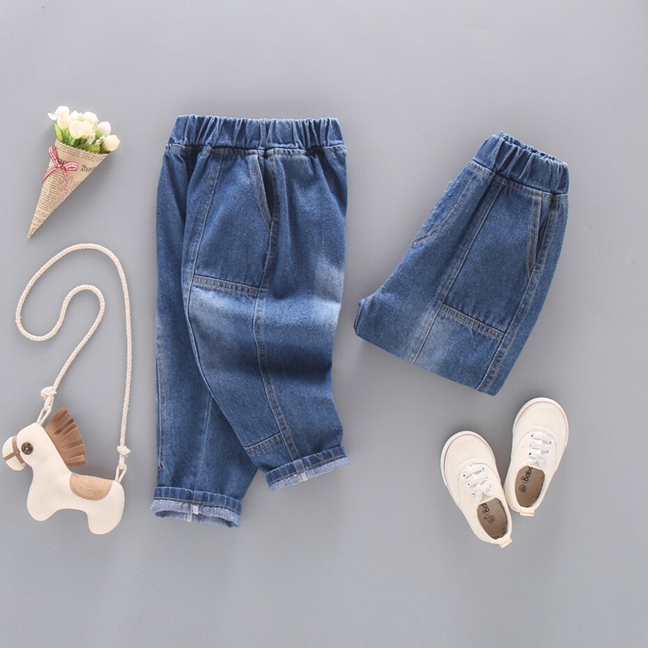 Drenge jeans patchwork småbørn pige jeans efterår vinter jeans til børn piger afslappet stil små børn baby dreng pige denim tøj