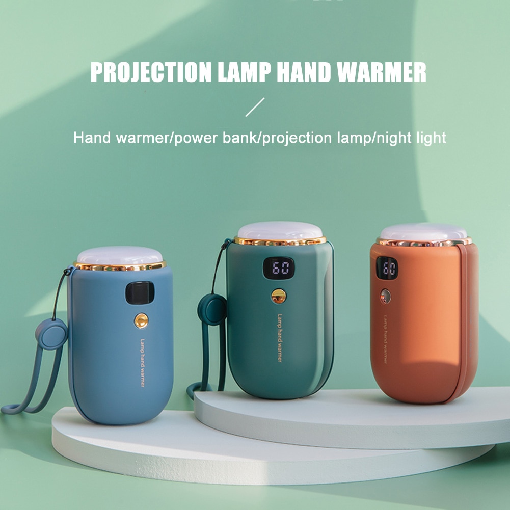 6000Mah Usb Oplaadbare Elektrische Hand Warmer Heater Reizen Handige Mini 5V Lange Levensduur Pocket Power Bank Kleurrijke projectie Lamp