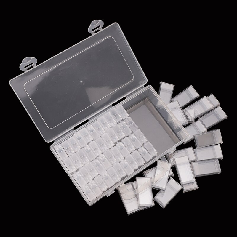 Caja de plástico para guardar cuentas y joyas, contenedor de almacenamiento con 64 cuadrículas, accesorios para pintura de diamantes, herramientas y cuentas