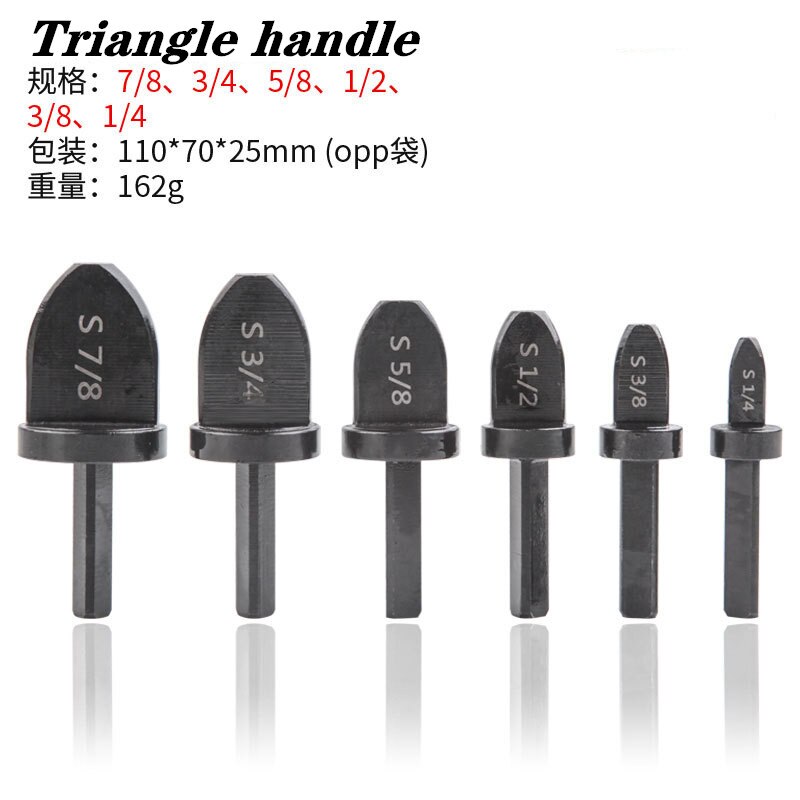 Flaring Tool Drill Bit Set Tube Expander Multifunction Air Conditioner Refrigerator Copper Pipe Swaging Tool Drill Bit Set: 6PCS Triangle
