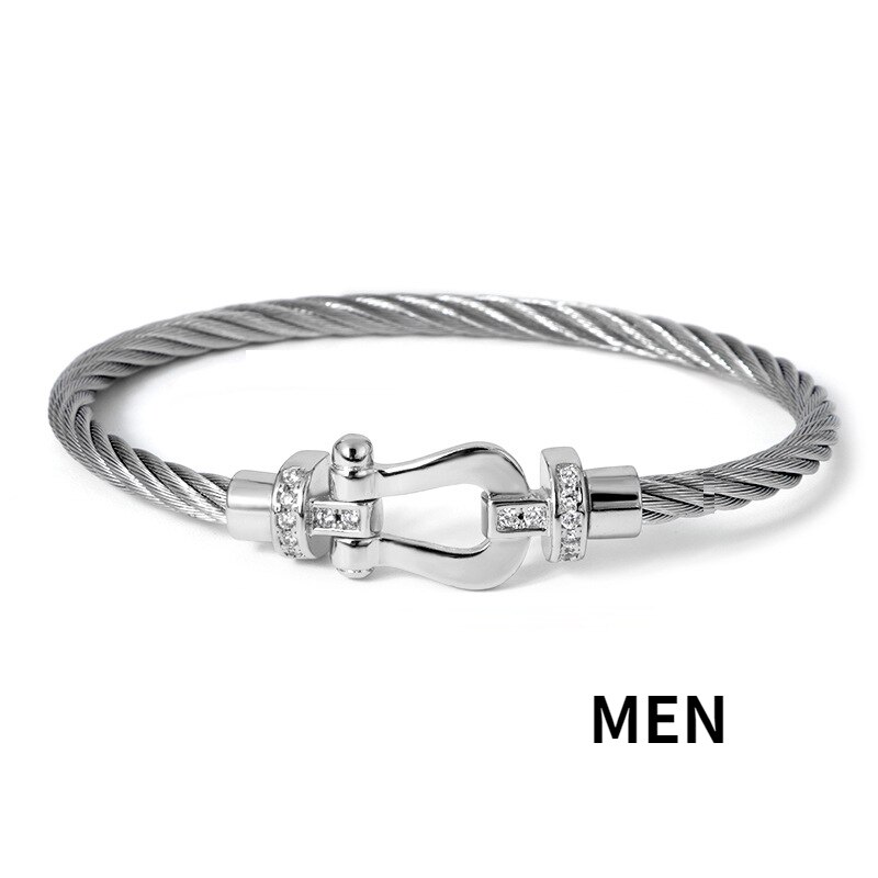Rose Gold Plated Stainless Steel Wire Bracelets: Silver Men