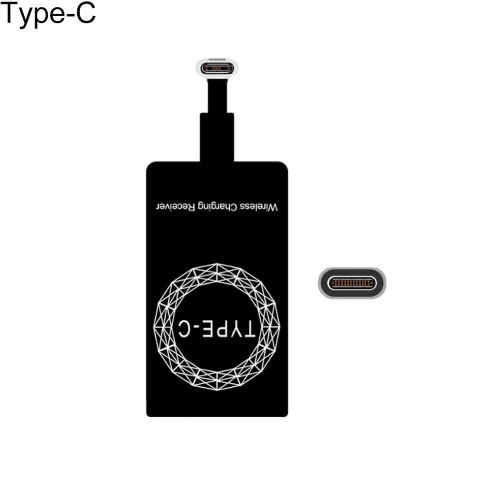 Lekki bezprzewodowy odbiornik ładowania Qi do Samsung Huawei Xiaomi uniwersalny Adapter Micro USB typu C szybka bezprzewodowa ładowarka: for Type C
