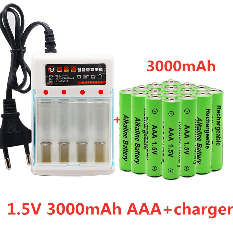 100% nowy marka 3000mah 1.5V AAA bateria alkaliczna akumulator AAA do zdalnego sterowania zabawki Batery czujnik dymu z ładowarką