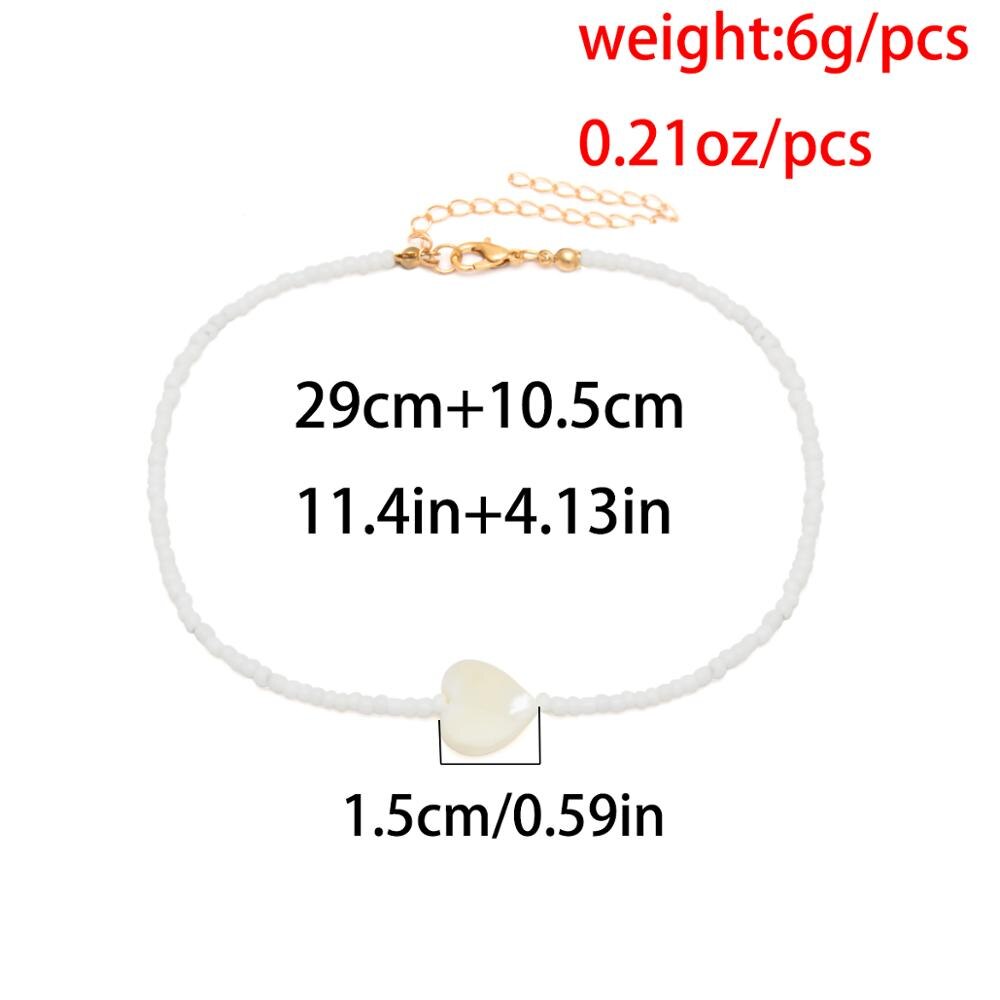 Ingemark Choker Necklace - Heart Pendant - Rice Beads & Shell Powder Chain for Women