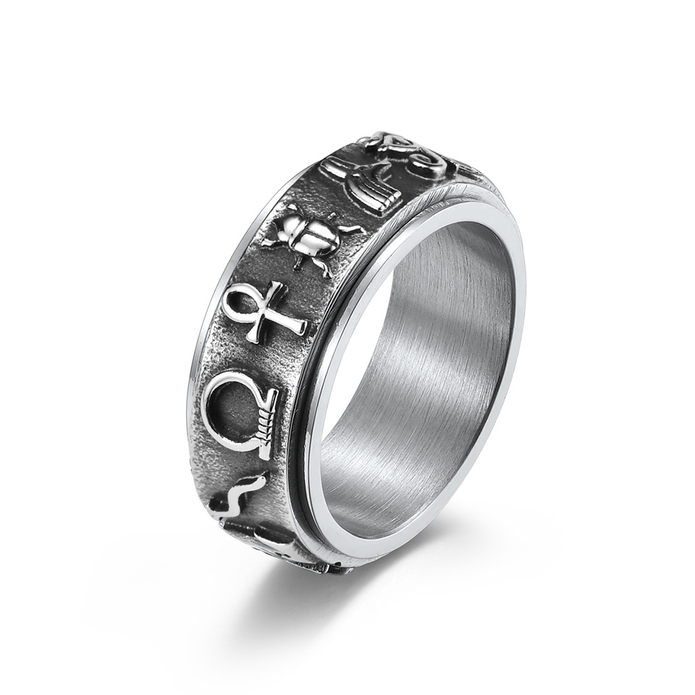 Bague symbole égyptien ancien pour hommes et femmes, Vintage, mystérieux, en acier inoxydable, Punk, bague de Protection, amulette, bijoux: 12 / Argent