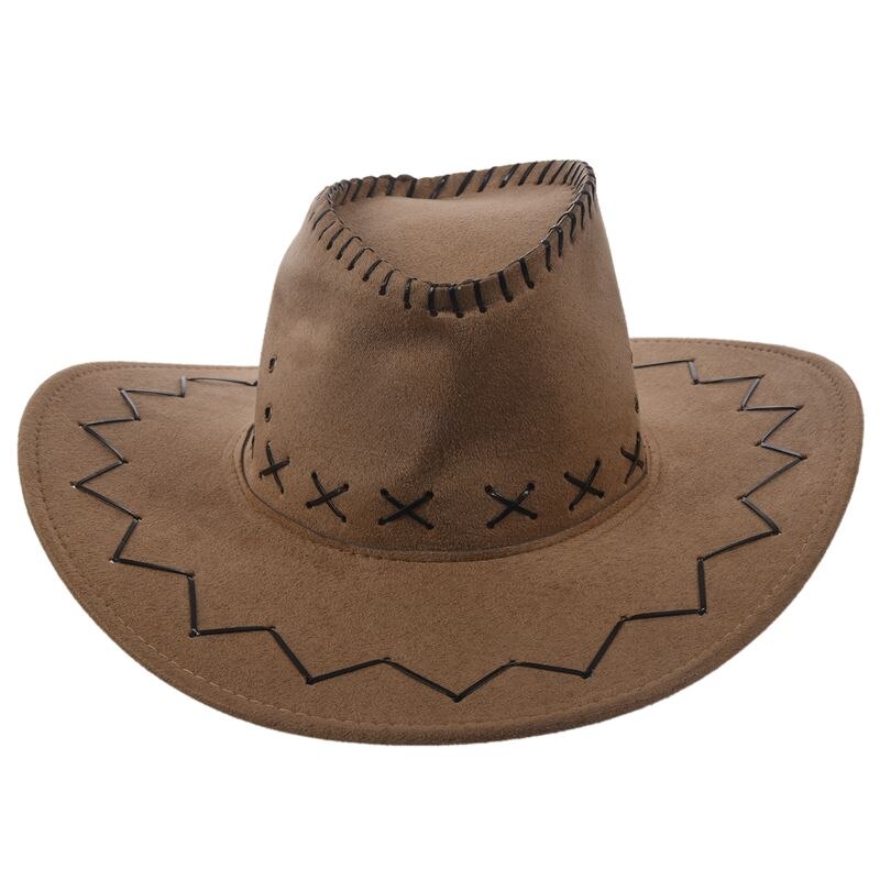 Retro Unisex Denim Wild West Cowboy Cowgirl Rodeo Fancy Dress Accessory Hats khaki: Default Title