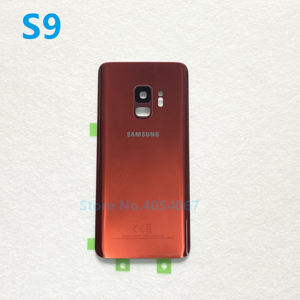 For Samsung Galaxy S9 Plus G965 S9 G960 Battery Back Cover Door Housing Replacement Repair Parts + ear Camera Glass Lens Frame: S9 red