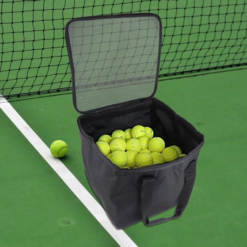 Tennisball-Wagen-Tasche für 160 Bälle, große Ballkapazität, Aufbewahrungstasche aus Oxford-Stoff, schwarz, kompakter Tennisballkorb für Höhle Unterricht