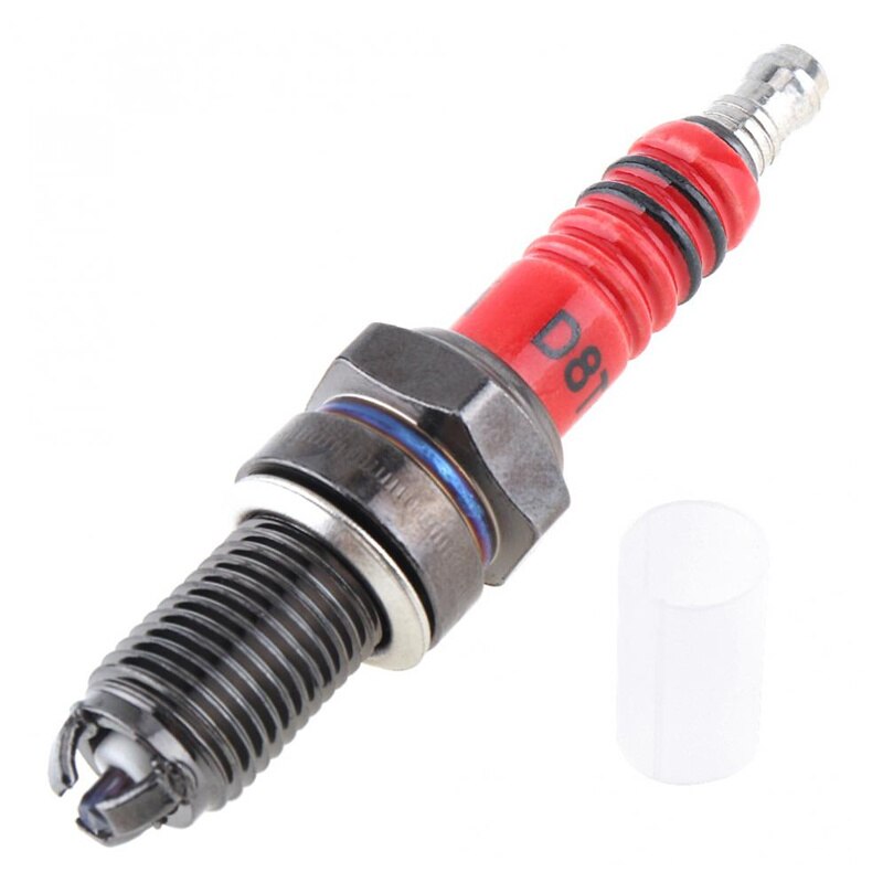 Bujías para motocicleta D8TJC, boquillas de platino, cabezal rojo de lgnición multiángulo para CG 125cc 150cc 200cc 250cc, accesorios de chispa, 1 unidad