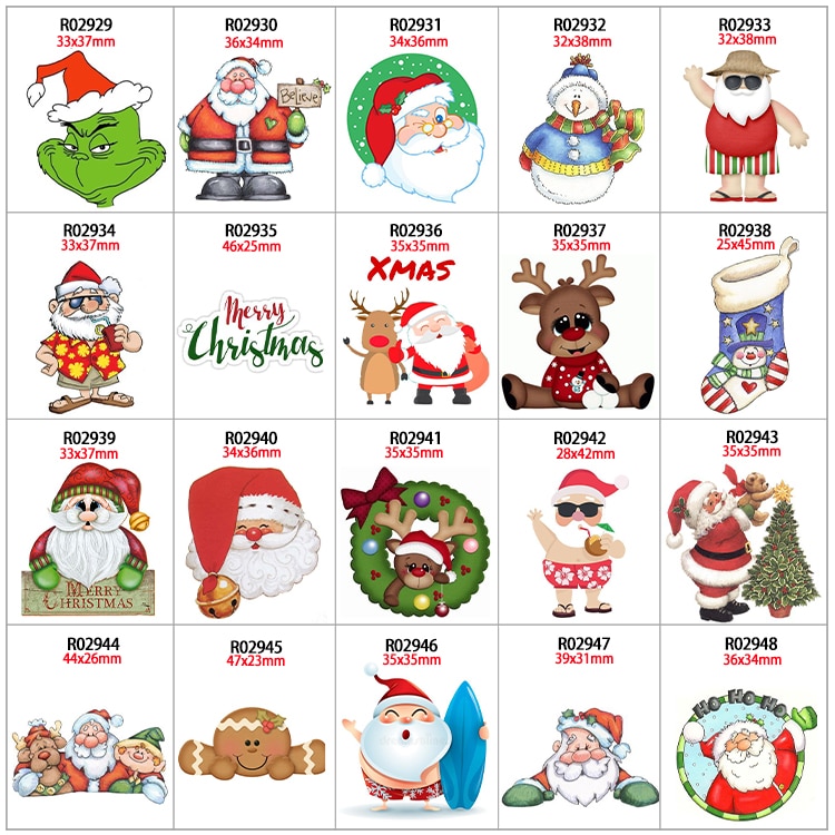30pcs/lot Christmas Printed Resin Flatback DIY Decoration Crafts Accessories R0292 R0293 R0294