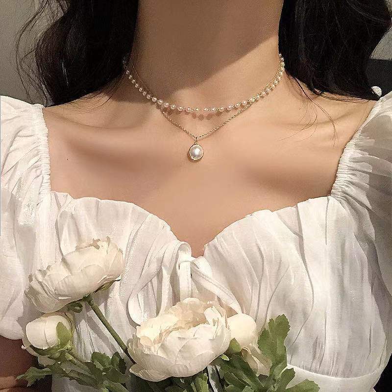 Yobest Elegante Weiß Imitation Perle Halsband Halskette Große Runde Perle Hochzeit Halskette für Frauen Charm Schmuck: N00655