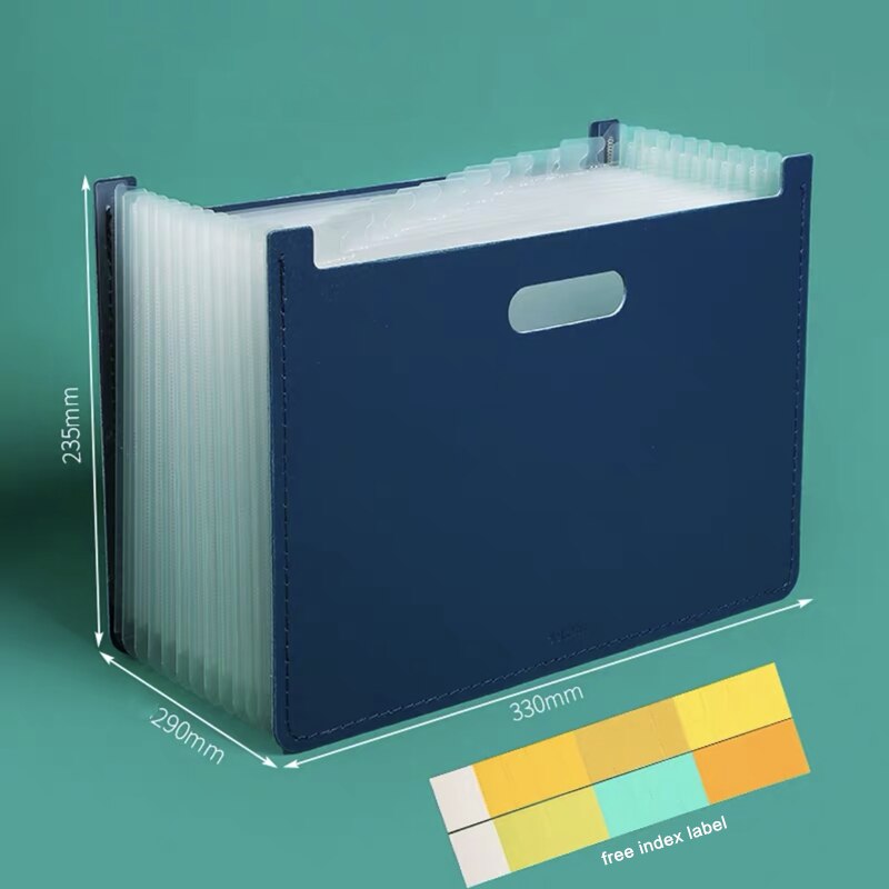 MINKYS Large Capacity A4 Expanding File Folder Bag 13 Layers Document File Bag Organizer Holder Free Label Office Stationery: N2 with index