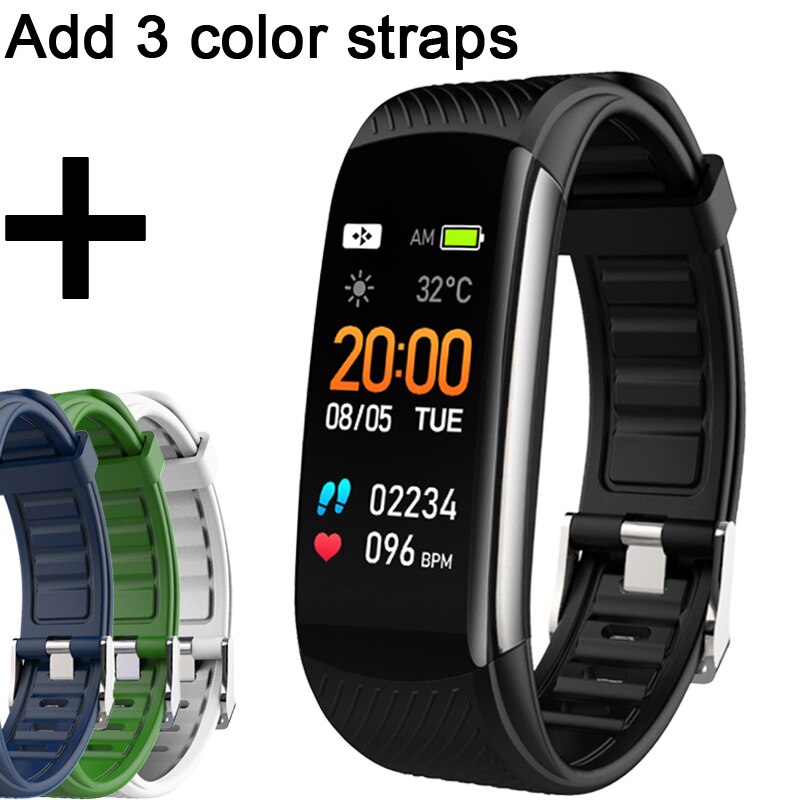 Fitness Tracker Waterdichte Ip67 Smart Fitness Armband Bloeddruk Hartslagmeter Sport Smart Band Horloge Voor Android Ios: Add 3 color straps
