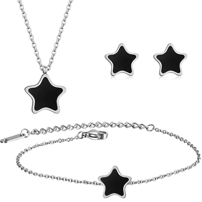 BICUX Stainless Steel White Shell Flower Jewelry Sets For Women Luxury Earrings/Necklace/Bracelet 2022: 033