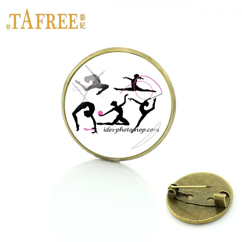 TAFREE Gymnastiek beweegt Glas cabochon dome art foto Broche sport liefhebbers gedenkteken broche kleding accessoires sieraden GY172: GY180