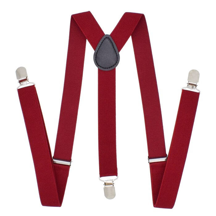 Universal- elastisch Hosenträger Y-Form einstellbar Hosenträger mit 3 Clips: Wein rot