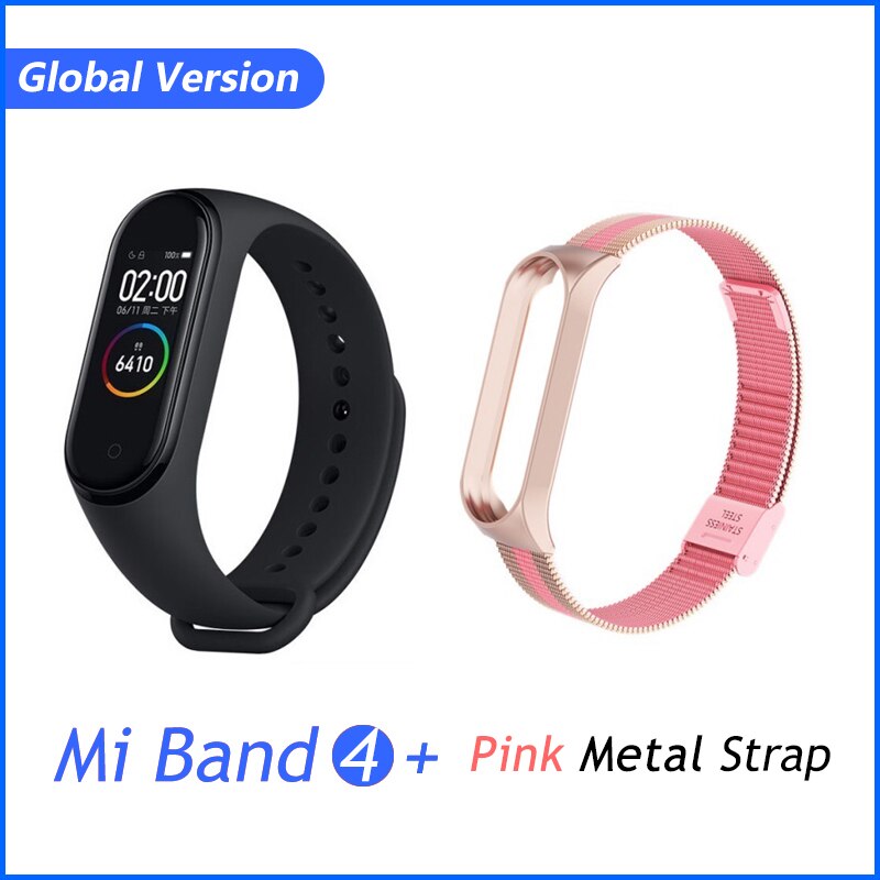 Xiaomi Mi Banda 4 Più Nuovo Sport Miband 4 Braccialetto Intelligente di Frequenza Cardiaca Fitness Traker 135mAh di Colore Dello Schermo di Bluetooth Impermeabile 5.0: GB pink metal