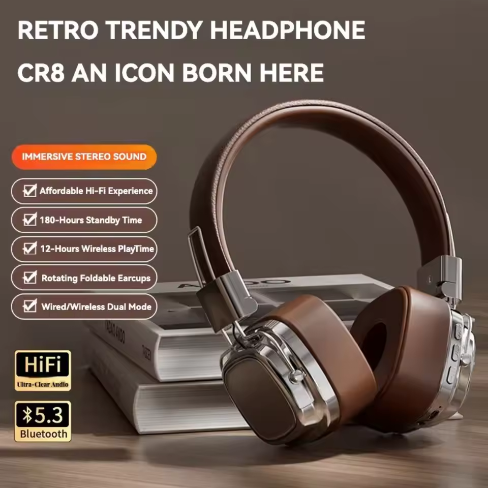 Retro On Ear Headphones Wireless Bluetooth Headsets DJ Stereo Sounds Bluetooth 5.3 Headset Gamer Choice For XiaoMi 2961