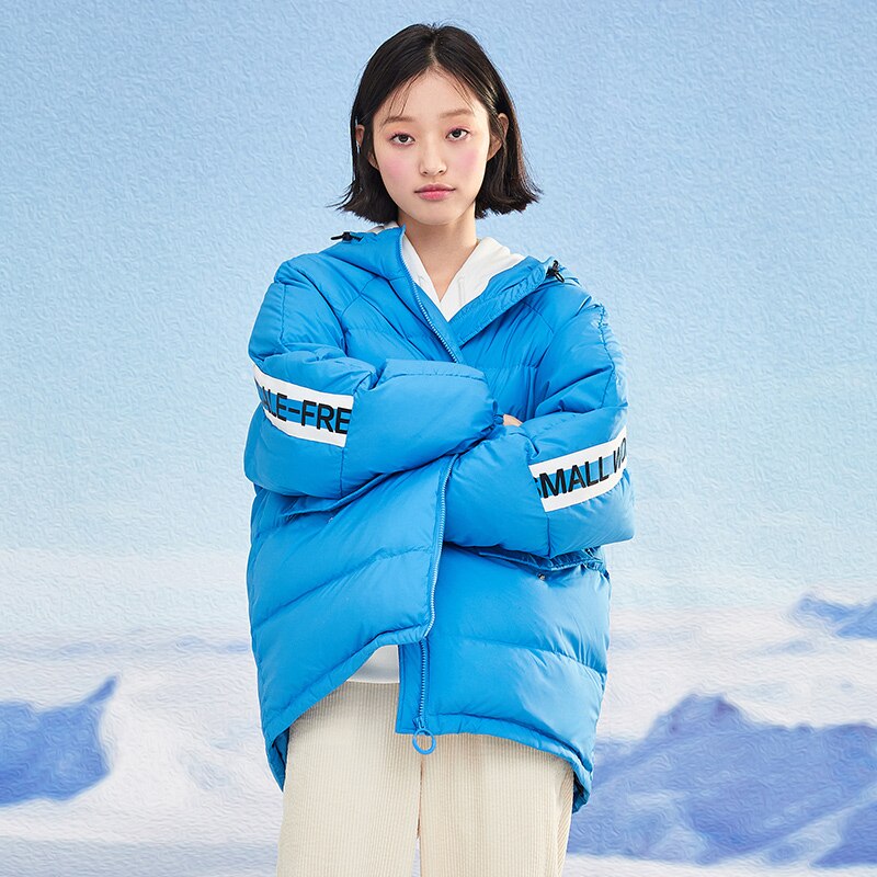SEMIR-Chaqueta de plumas gruesas de longitud media para mujer, abrigo de invierno de costura con capucha, ropa cálida, chaquetas holgadas para mujer
