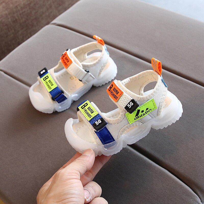 Größe 22-31 Mädchen Weichen Boden Baotou Sandalen Baby Atmungsaktive Haken Schleife Schuhe Kinder Anti-rutschig Schuhe Jungen casual Sandalen: Creamy-white / 27