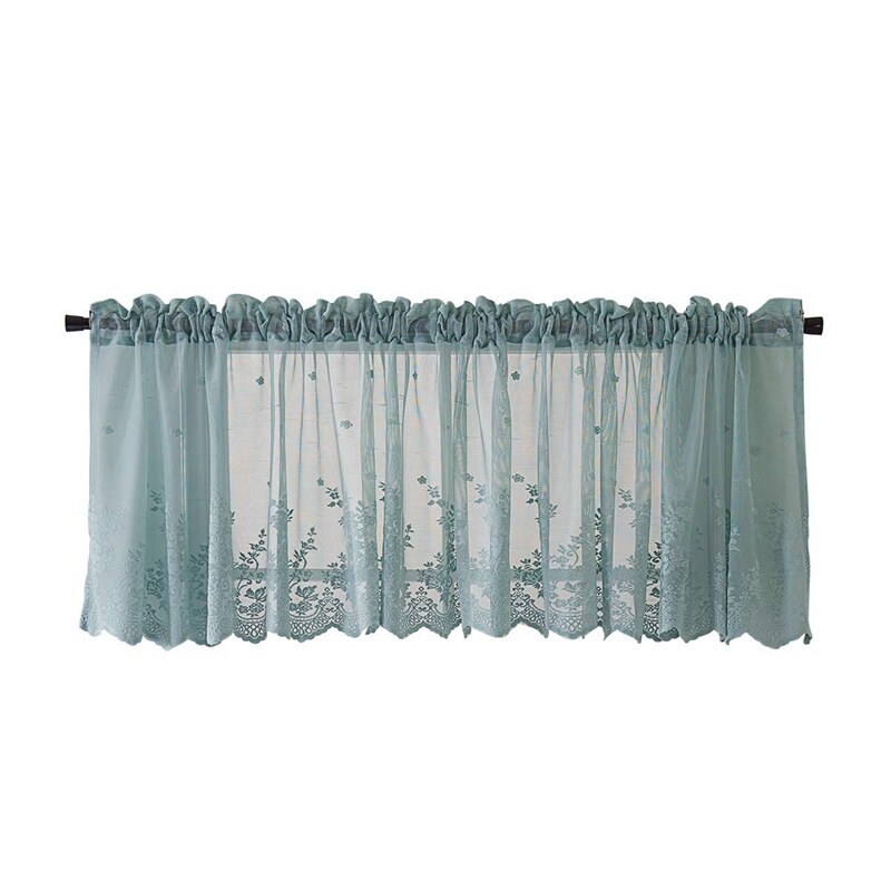 Semi-gennemsigtige gardiner til køkkenvinduer, gennemsigtige cafégardiner med blonder i soveværelset, lomme cafe gardiner  (51 x 16: Default Title