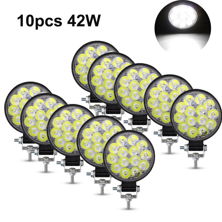 Nlpearl mini led arbejdslys 12v 24v spotlight led lys bar off road lastbil 4 x 4 4wd suv atv barra led lightbar til bil tågelygte: 10pc 42w arbejdslys