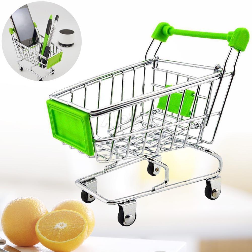 Cute Mini Shopping Handcart Cart Supermarket Utility Mode Storage Toys: Green