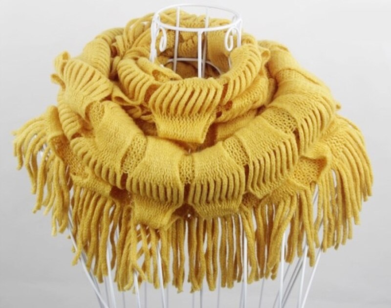 Naiveroo kvinders vinter bløde varme frynser kvaster halstørklæde hals ring wrap sjal strikkede tørklæder tilbehør solid: 4