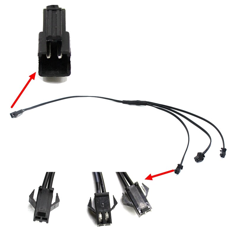 2/3/4/5 Way In 1 Splitter Cable 1 To 2/3/4/5 Connector For EL Wire Electroluminescent Light Conected With Inverter