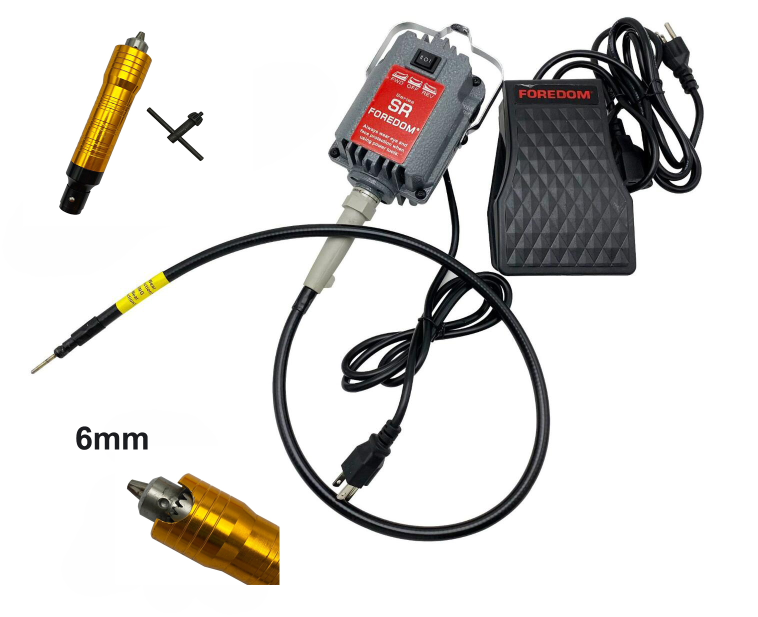 SR Hanging Flex Shaft Grinder 230W Rotary Tool with Stepless Speed Foot Pedal Rotary Carver for Carving Buffing Polish