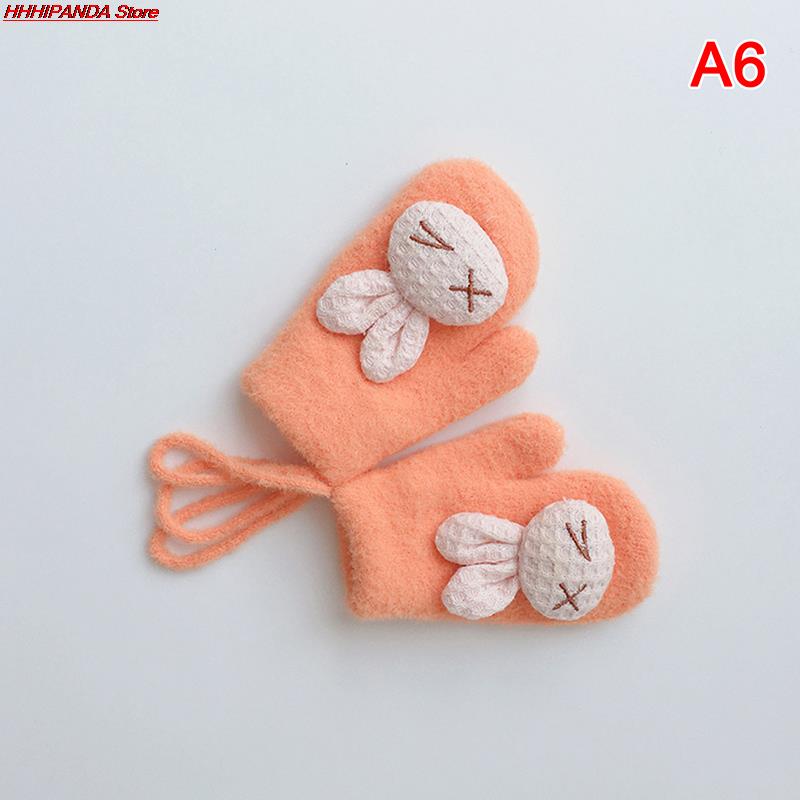 1 Paar Herfst Winter Warm Baby Handschoenen Cartoon Animal Bunny Thicken Kids Handschoenen Voor Baby Meisje Jongen Zachte Nylon Kinderen wanten: A6