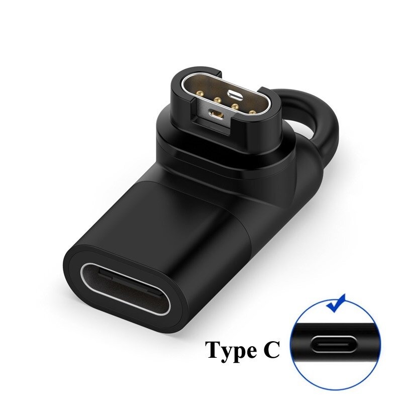 Type C Lader Adapter voor Garmin Fenix 8 7 6 5 8X 7X 6X Tactix Oplaadadapter Micro/IOS USB voor Garmin Horloge Oplader Adapter: Zwart-wit