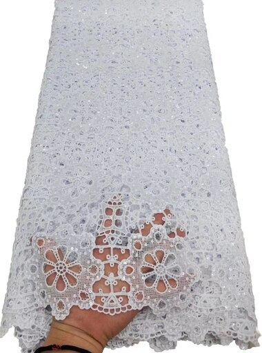 Nigerian laces Fabric With Sequins African Cord Laces Fabrics,Nigerian Guipure milk silk Lace Fabric For Wedding YTB114: AS PIC3