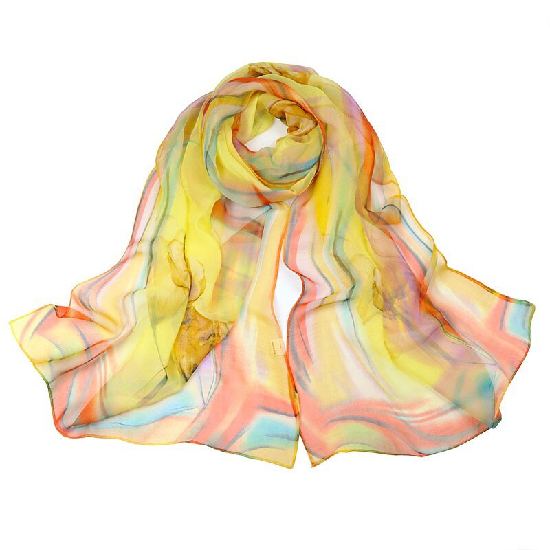 beach flower print Georgette chiffon scarf silk square hijab cool shawl ladies foulard femme Scarves hair bufanda mujer