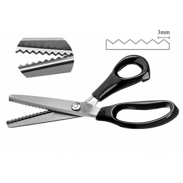 Tijeras de Pinking para manualidades, 9 pulgadas, zigzag, tela de cuero, corte de papel, herramientas hechas a mano DIY, tijeras de costura a medida: 3mm